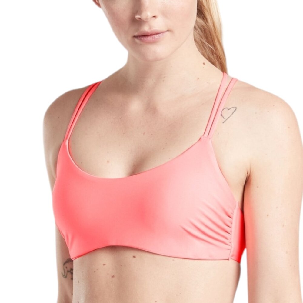 Athleta Strappy Scoop Pink Bikini Top XL A-C cups  NWT